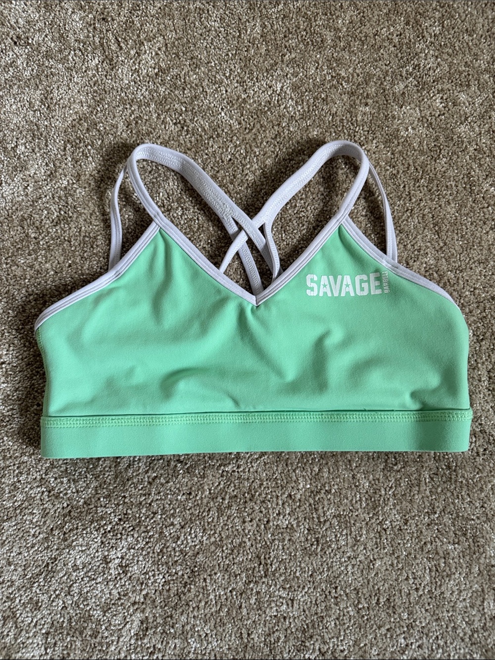 Savage Barbell Mint Green Strappy Sports Bra